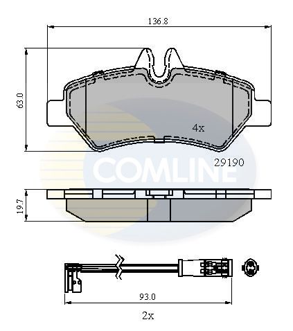 Комплект гальмівних накладок, дискове гальмо, Comline CBP21556