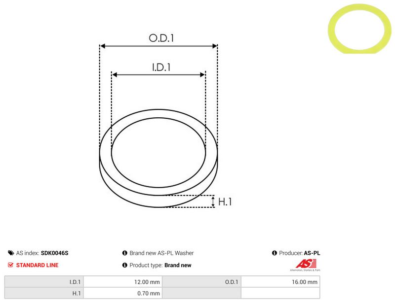 Remondikomplekt, generaator, AS-PL SDK0046S
