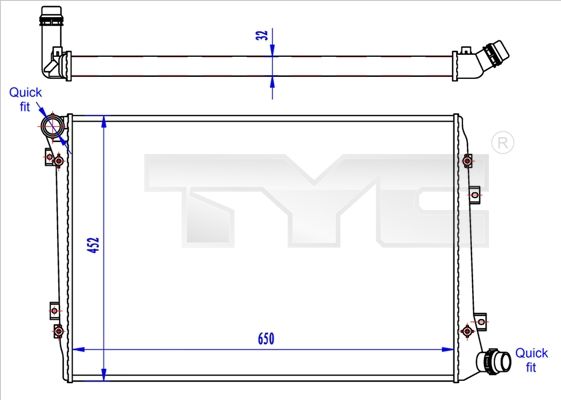 Радіатор, система охолодження двигуна, Tyc 737-0062-R