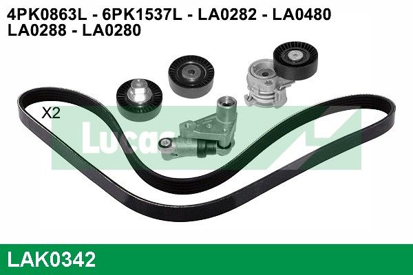 Sada žebrovaných klínových řemenů LAK0342