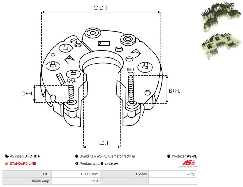 AS-PL ARC1016 Rectifier, alternator