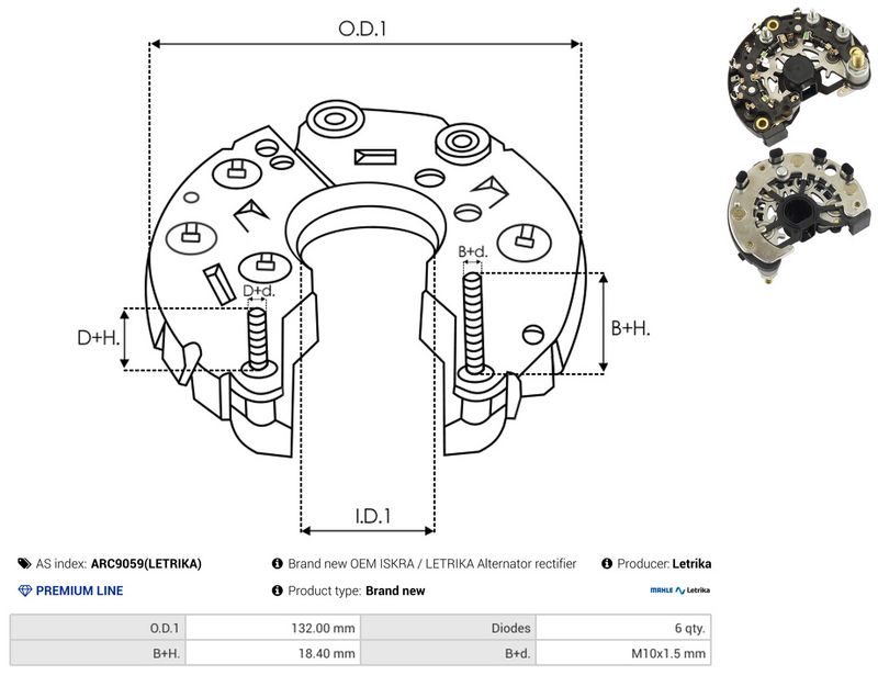 AS-PL ARC9059(LETRIKA) Rectifier, alternator