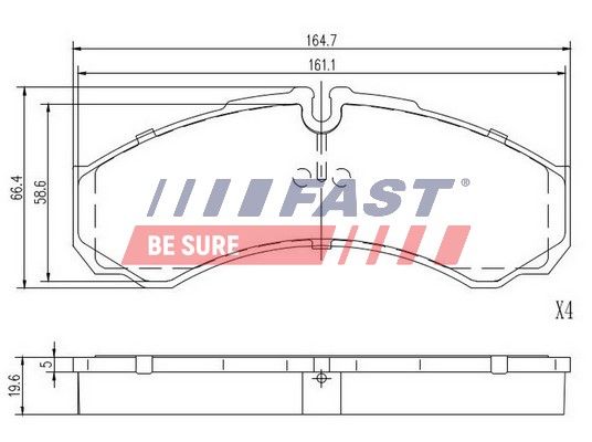 Комплект гальмівних накладок, дискове гальмо, Fast FT29121