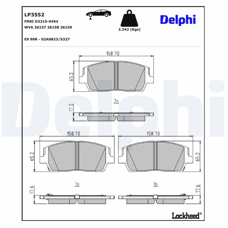 Piduriklotsi komplekt, ketaspidur, DELPHI LP3552