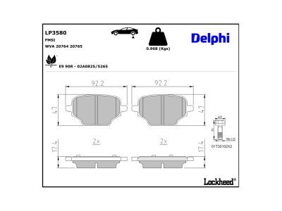 DELPHI LP3580 Brake Pad Set, disc brake