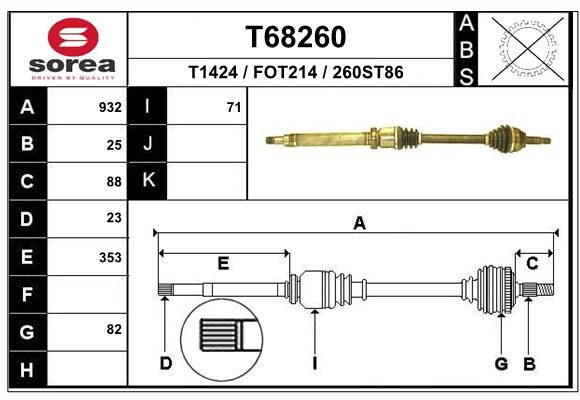 EAI hajtótengely T68260