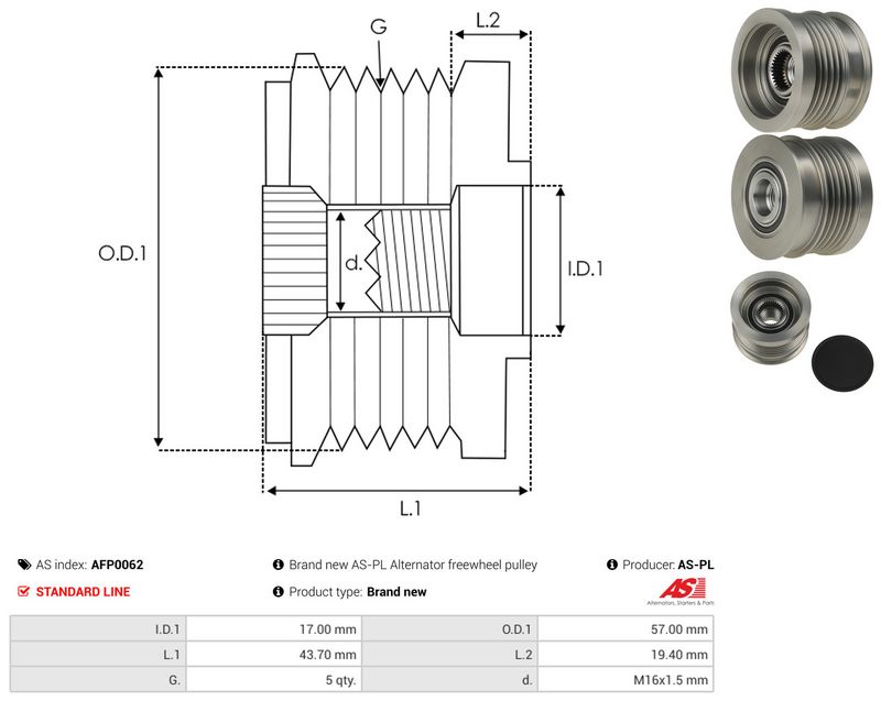 AS-PL AFP0062 Alternator Freewheel Clutch