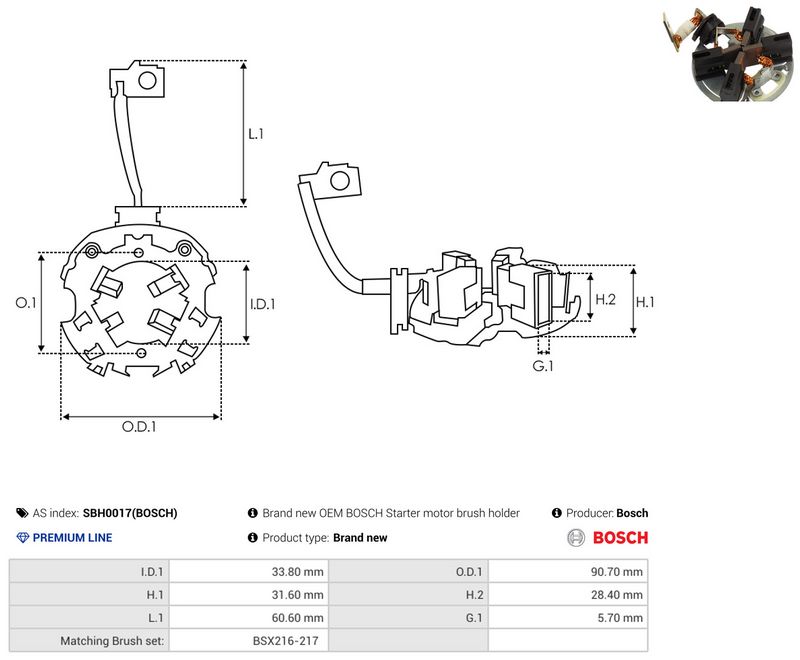 AS-PL SBH0017(BOSCH) Holder, carbon brushes