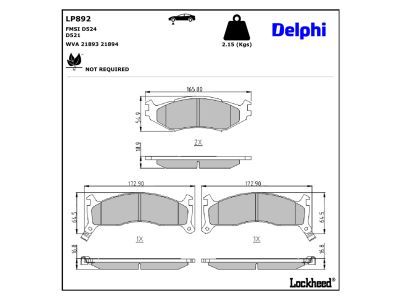DELPHI LP892 - Brake Pad Set, disc brake