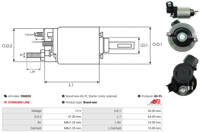 AS-PL SS6033 Solenoid Switch, starter