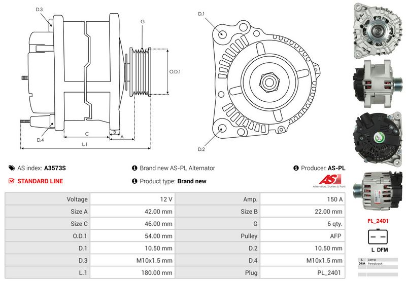 AS-PL A3573S Alternator