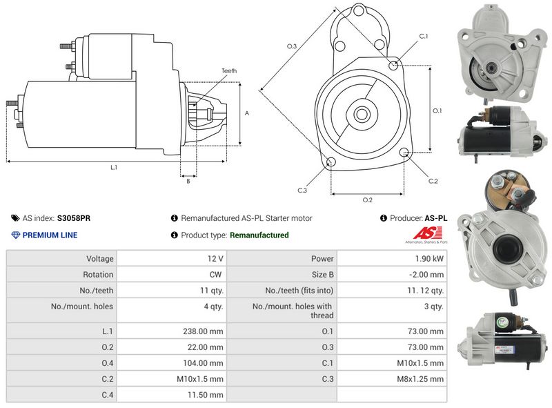 Starter, AS-PL S3058PR