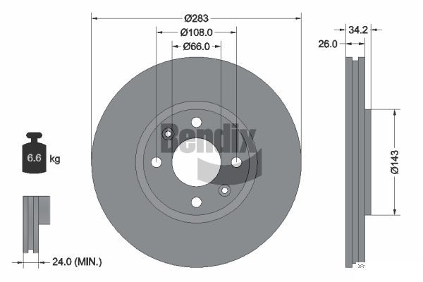 BENDIX Braking féktárcsa BDS1001