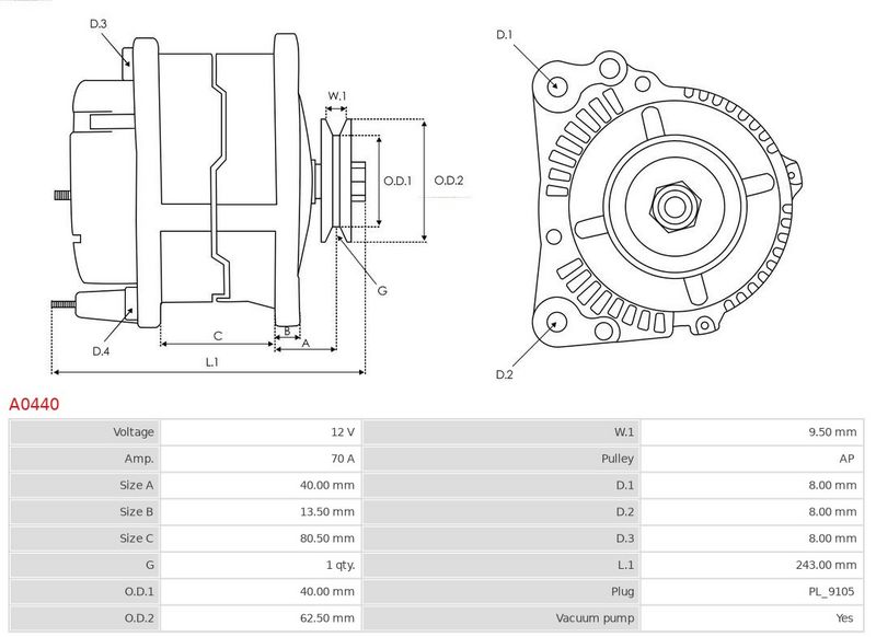 AS-PL A0440 Alternator