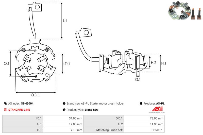 AS-PL SBH5004 Holder, carbon brushes