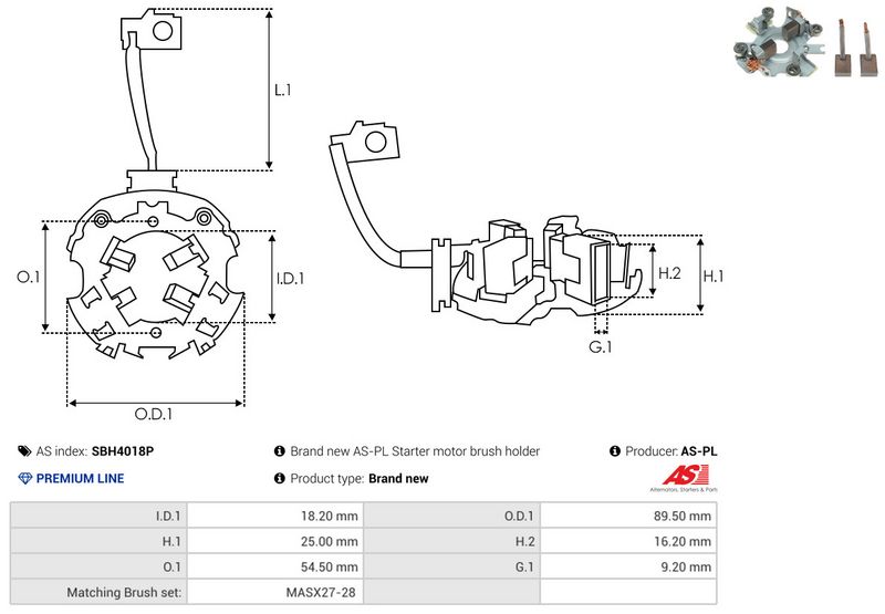 AS-PL SBH4018P Holder, carbon brushes