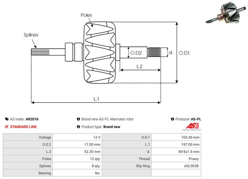 AS-PL AR2016 Rotor, alternator