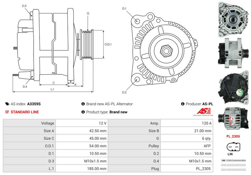 AS-PL A3359S Alternator