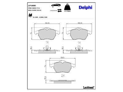 DELPHI LP1600 Brake Pad Set, disc brake