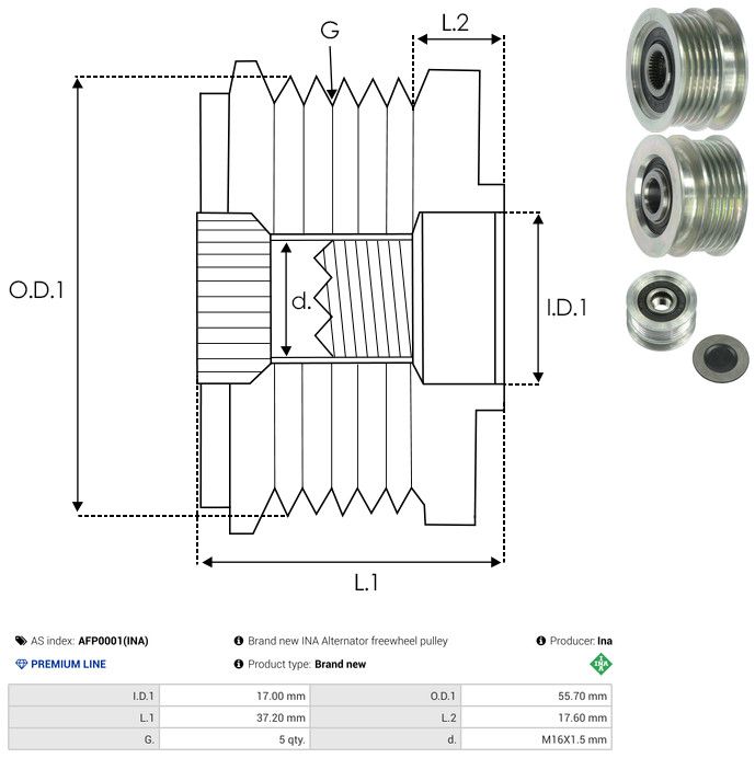 AS-PL AFP0001(INA) Alternator Freewheel Clutch