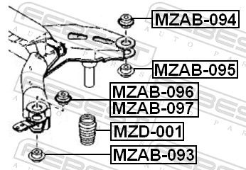 Опора, балка моста, Febest MZAB-097