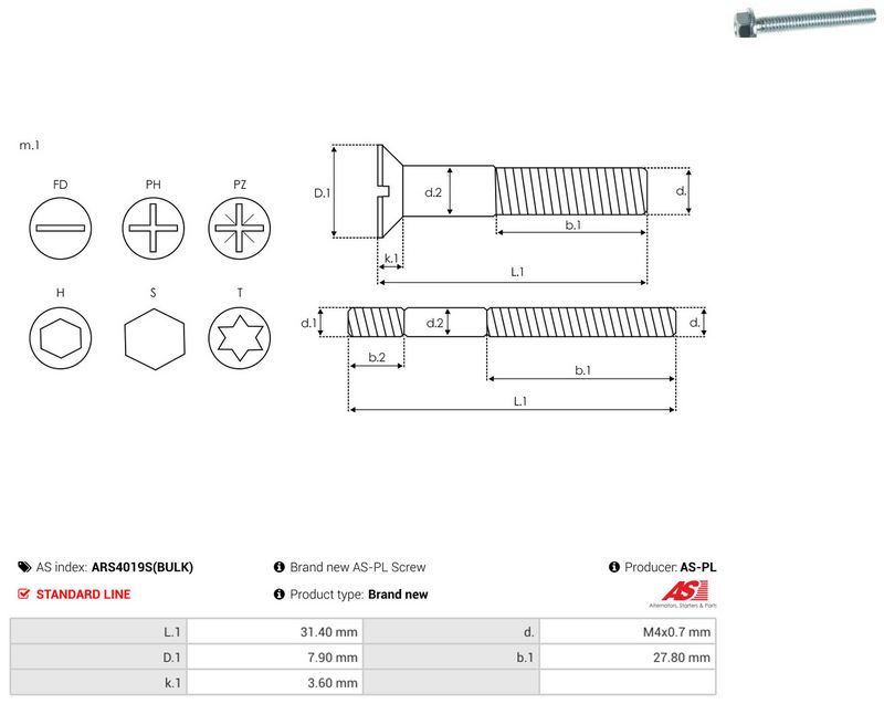 AS-PL ARS4019S(BULK) Repair Set, alternator
