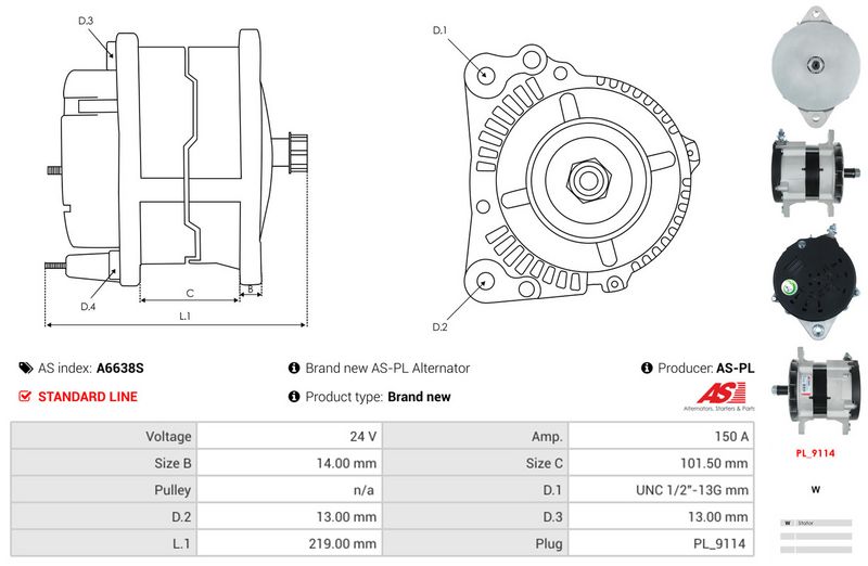 AS-PL A6638S Alternator