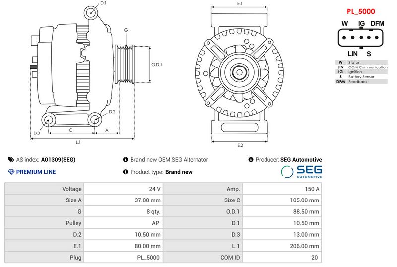 Brand new OEM SEG Alternator