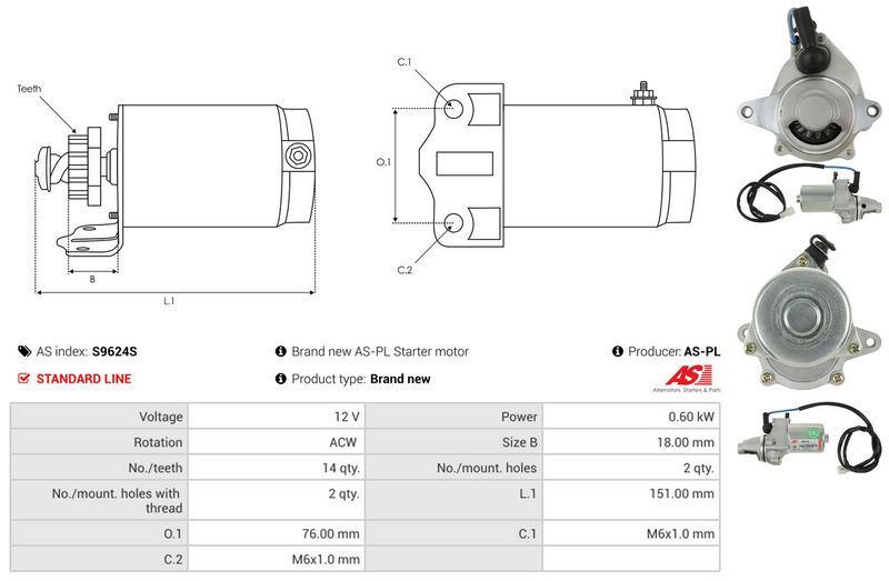 Starter, AS-PL S9624S