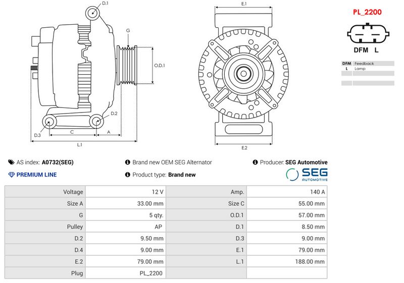 Brand new OEM SEG Alternator