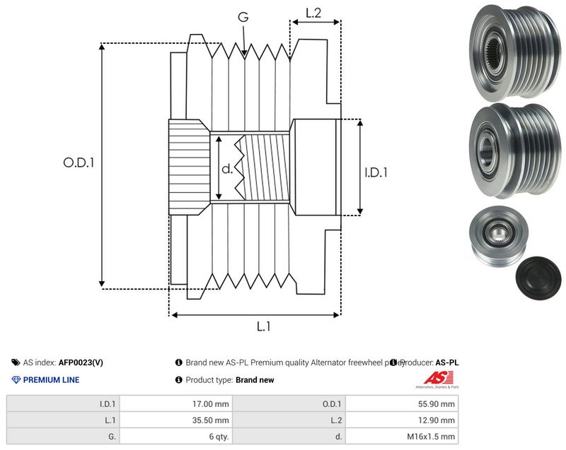AS-PL AFP0023(V) Alternator Freewheel Clutch