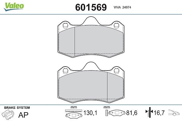 VALEO 601569 - Stabdžių kaladėlių komplektas