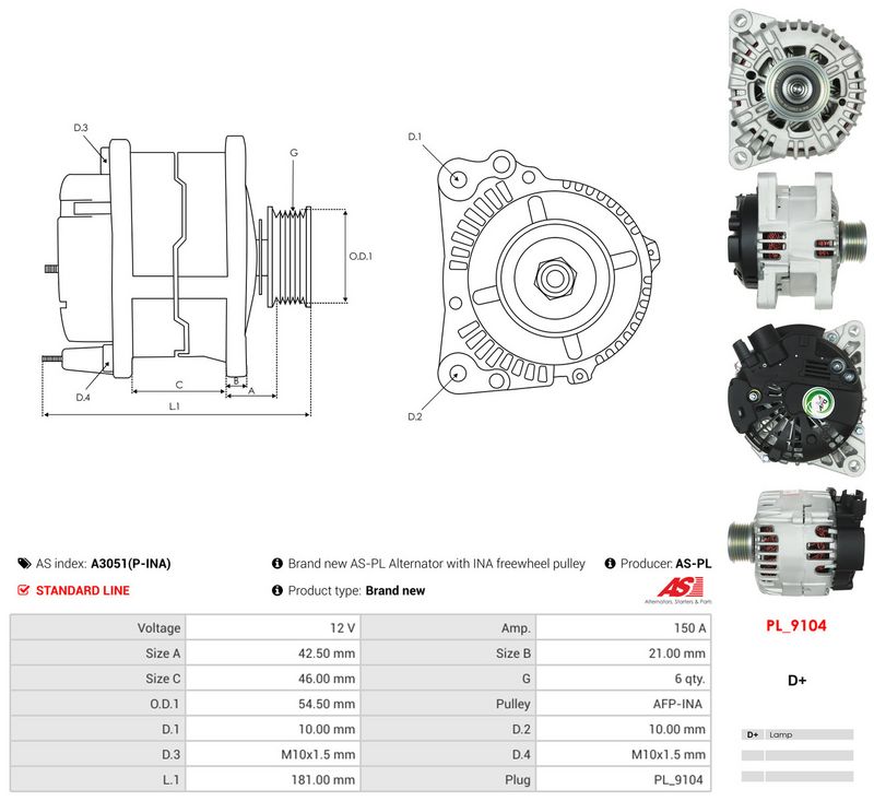 Generaator, AS-PL A3051(P-INA)