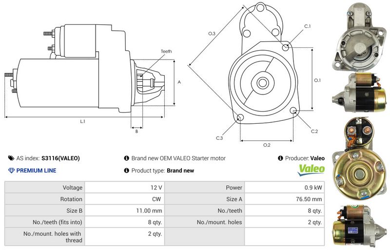 AS-PL S3116(VALEO) Starter