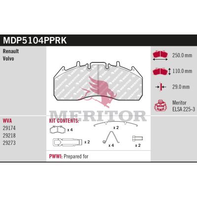 set placute frana,frana disc MERITOR MDP5104PPRK