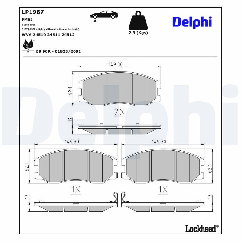 DELPHI LP1987 Brake Pad Set, disc brake