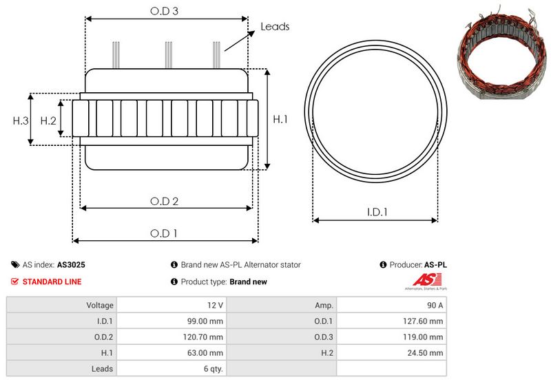 AS-PL AS3025 Stator, alternator