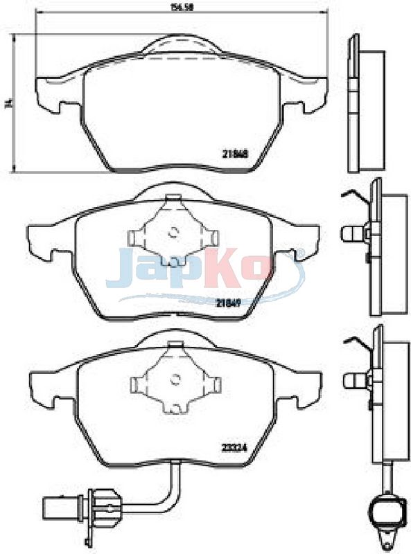 JAPKO 500313 Brake Pad Set, Disc Brake