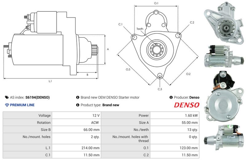 AS-PL S6194(DENSO) Starter