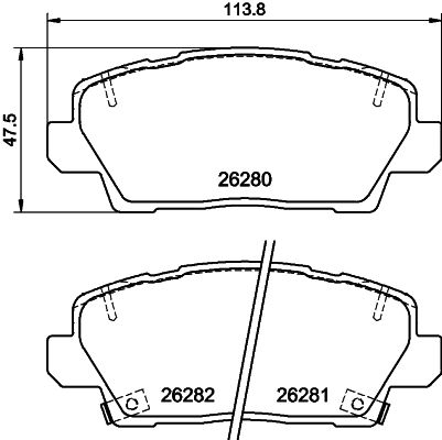 Комплект гальмівних накладок, дискове гальмо, Hella 8DB355040-841