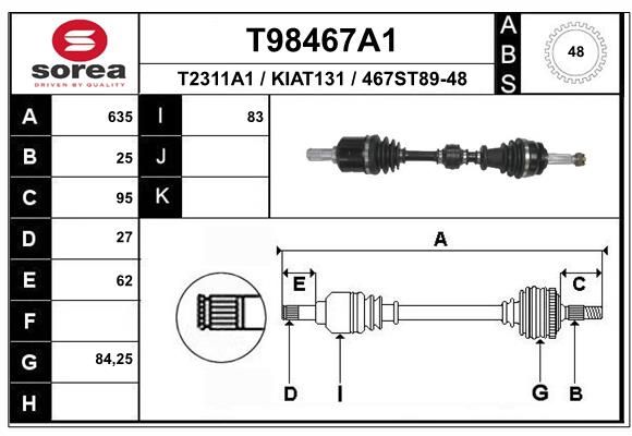 EAI hajtótengely T98467A1