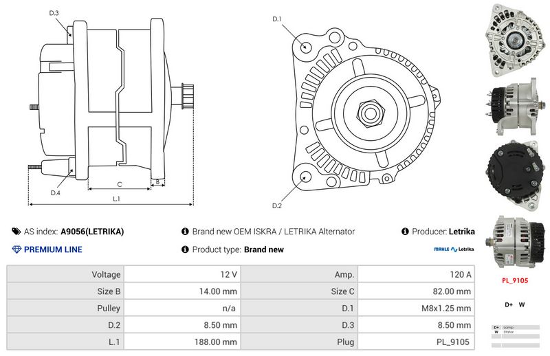 AS-PL A9056(LETRIKA) Alternator