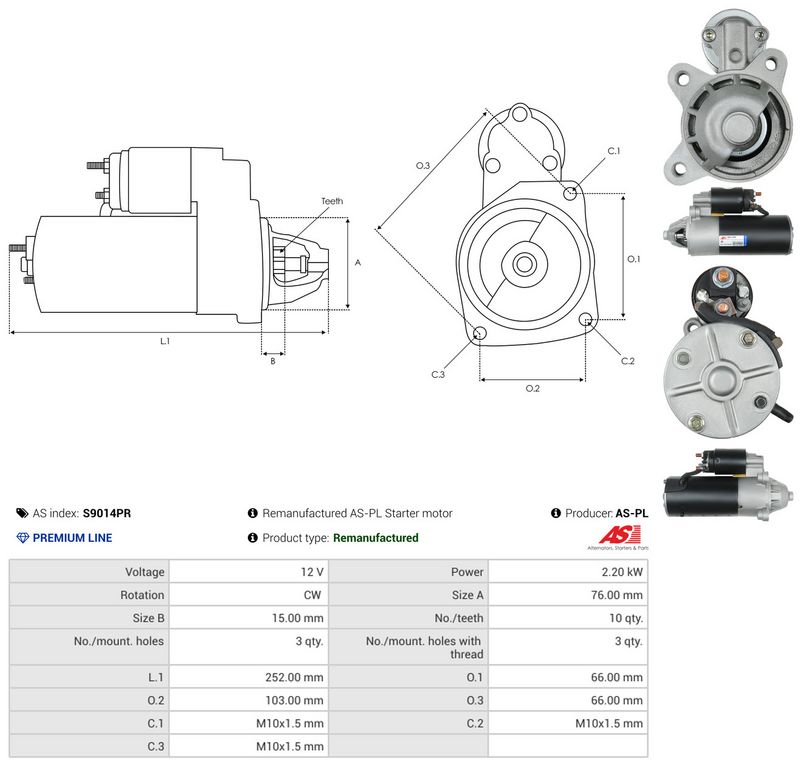 Starter, AS-PL S9014PR