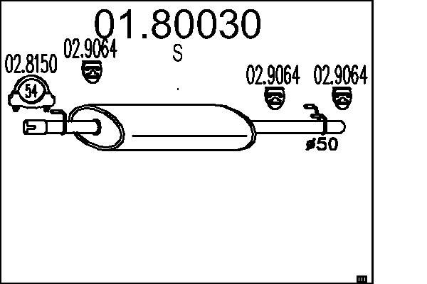 Проміжний глушник, Mts 0180030