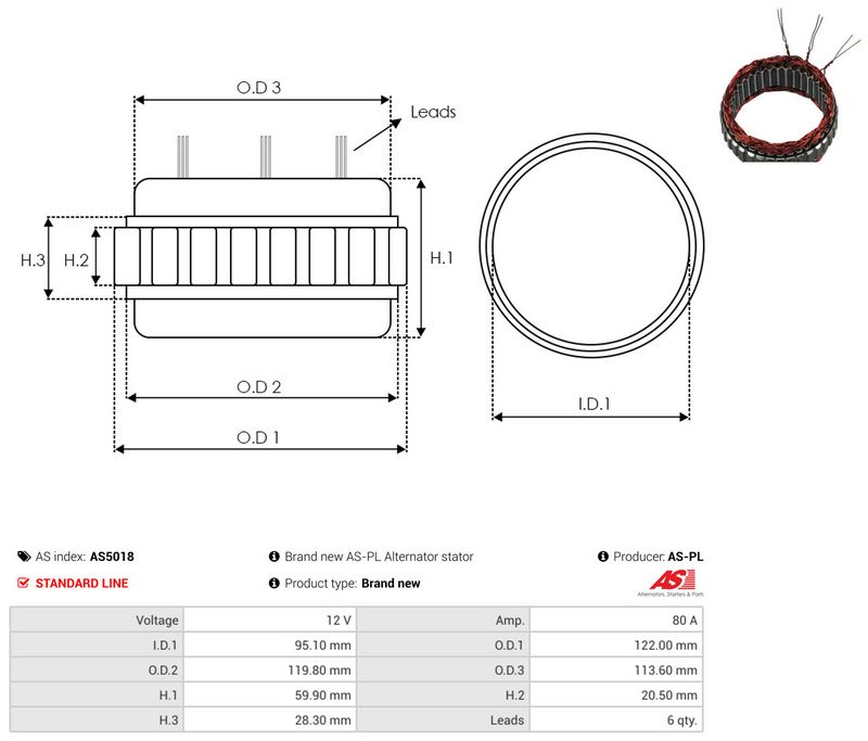 Staator, generaator, AS-PL AS5018