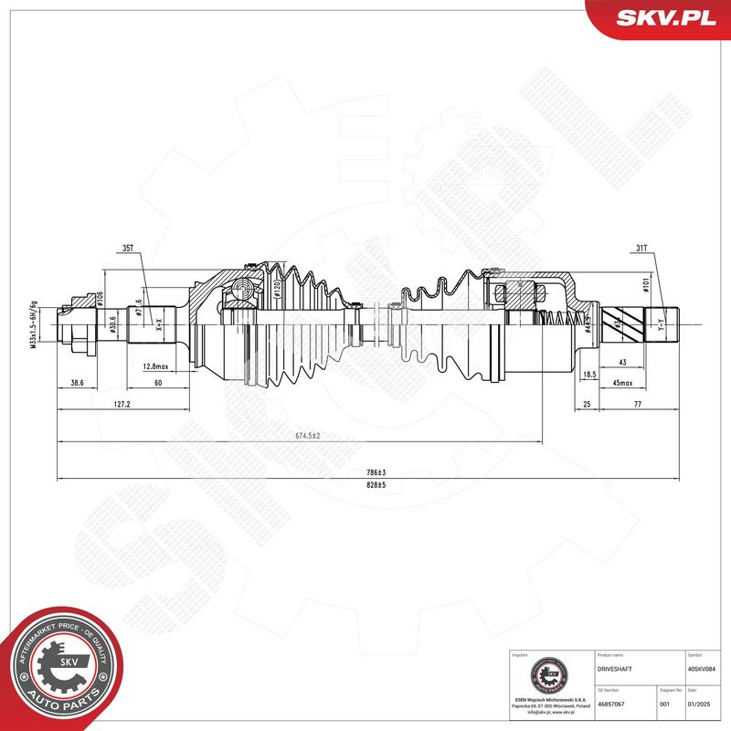ESEN SKV 40SKV084 Drive Shaft