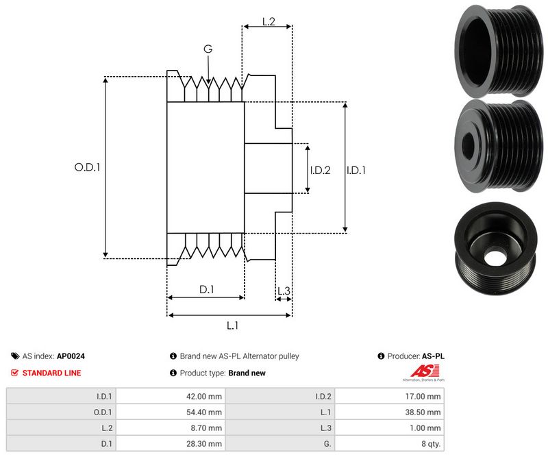 Rihmaratas, generaator, AS-PL AP0024