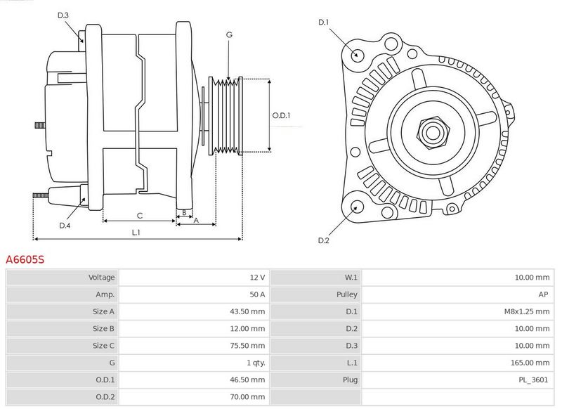 AS-PL A6605S Alternator