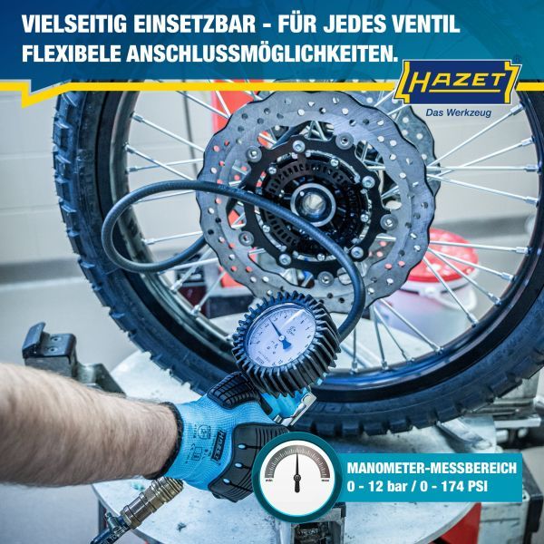 HAZET 9041G-1 Compressed-air Tyre Pressure Gauge/Inflator