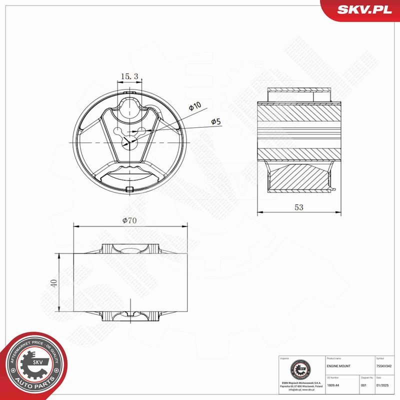 ESEN SKV 75SKV342 Variklio pagalvė